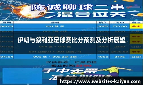 伊朗与叙利亚足球赛比分预测及分析展望