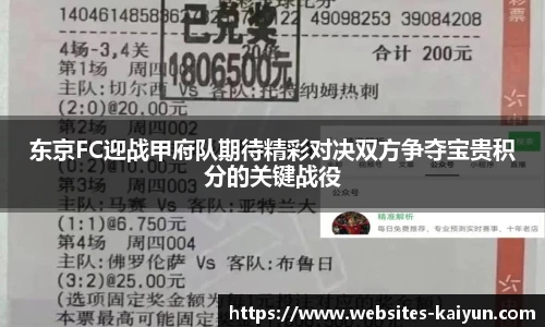 东京FC迎战甲府队期待精彩对决双方争夺宝贵积分的关键战役