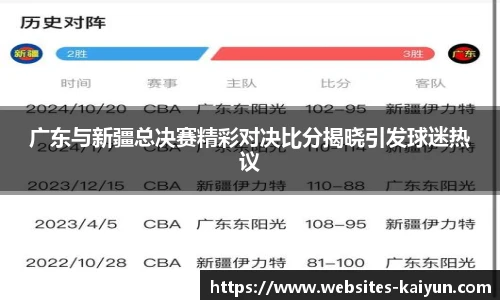 广东与新疆总决赛精彩对决比分揭晓引发球迷热议